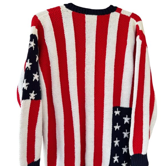 Marisa Christina Classics Hand-Knitted American Flag Cardigan Sweater Womens M - Picture 2 of 8
